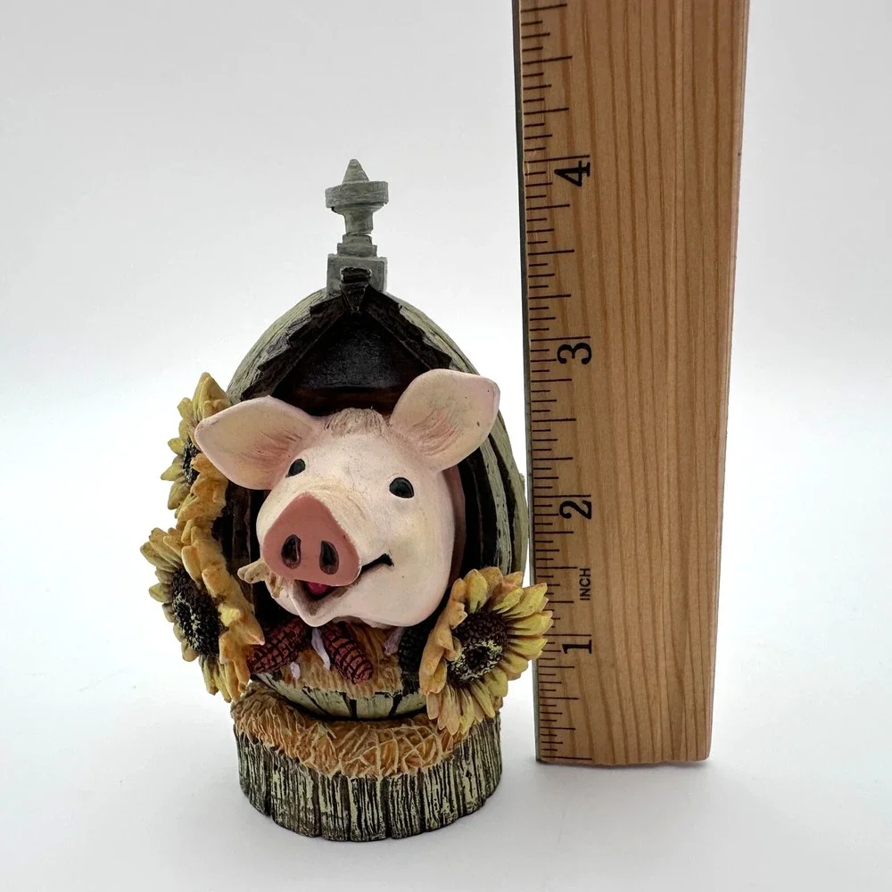 Herrero Sunny Side Up Pig Figurine Hand Painted Limited Edition Farmhouse Decor